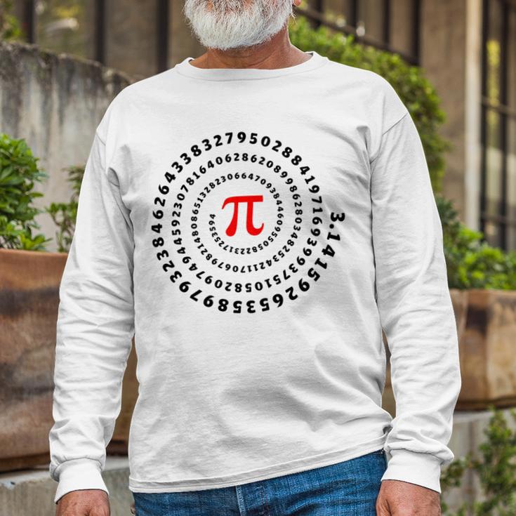 Pi Π Spiral Science Mathematics Math Irrational Number Sequence Unisex Long Sleeve Gifts for Old Men