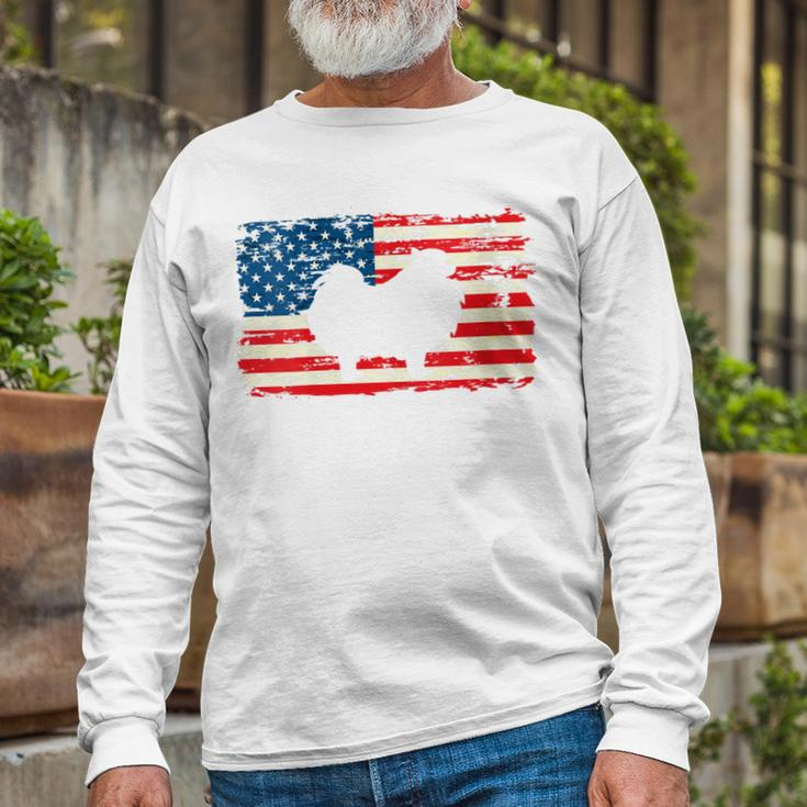 Pomeranian For Dog Mom Dog Dad Usa Flag 4Th Of July Long Sleeve T-Shirt Gifts for Old Men