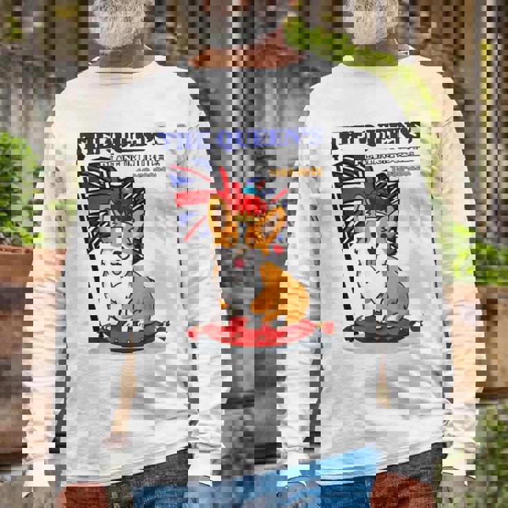 The Queen’S Platinum Jubilee 1952-2022 Corgi Union Jack Long Sleeve T-Shirt Gifts for Old Men