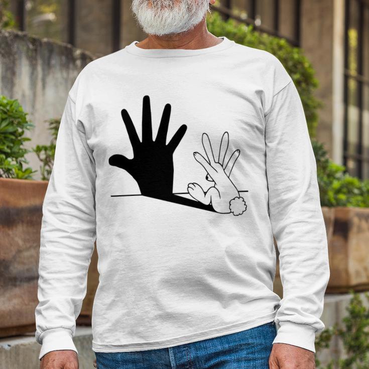 Rabbit Hand Shadow Unisex Long Sleeve Gifts for Old Men