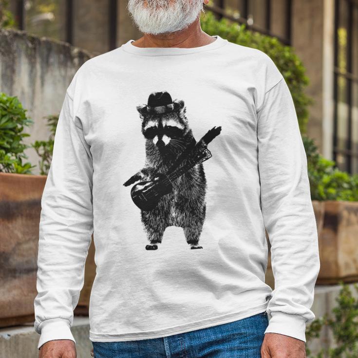 Raccoon Wielding Ukulele Unisex Long Sleeve Gifts for Old Men