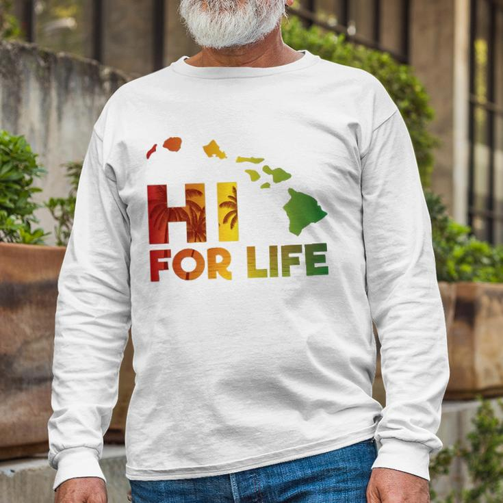 Rasta Colored Hi For Life Hawaii Palm Tree Tee Long Sleeve T-Shirt T-Shirt Gifts for Old Men