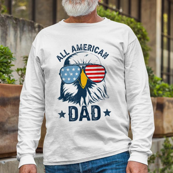 Retro All American Dad 4Th Of July Daddy Eagle Usa Long Sleeve T-Shirt Gifts for Old Men