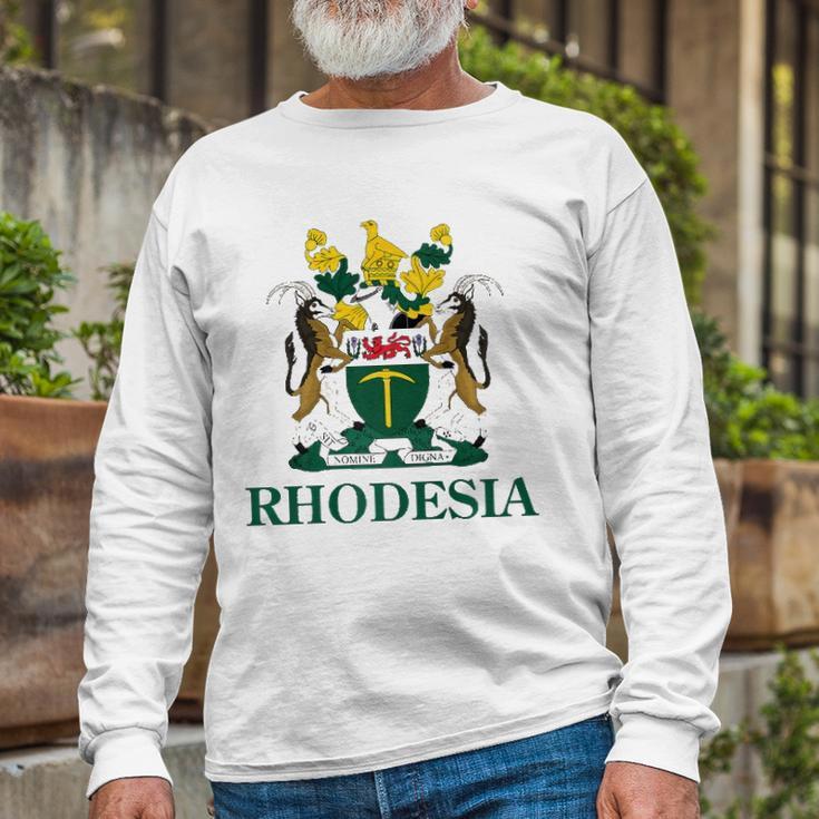 Rhodesia Coat Of Arms Zimbabwe South Africa Pride Long Sleeve T-Shirt Gifts for Old Men
