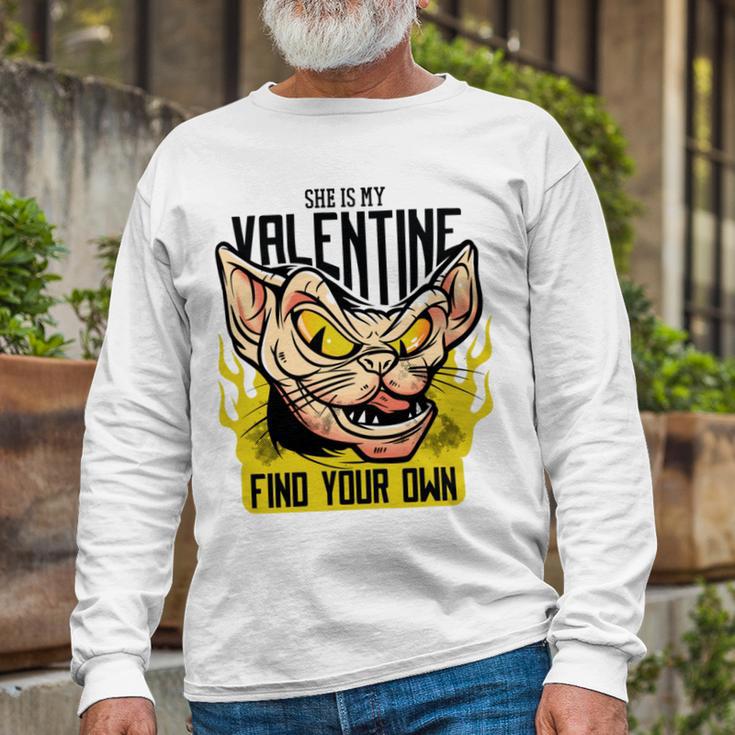 She Is My Valentine Cat Unisex Long Sleeve Gifts for Old Men