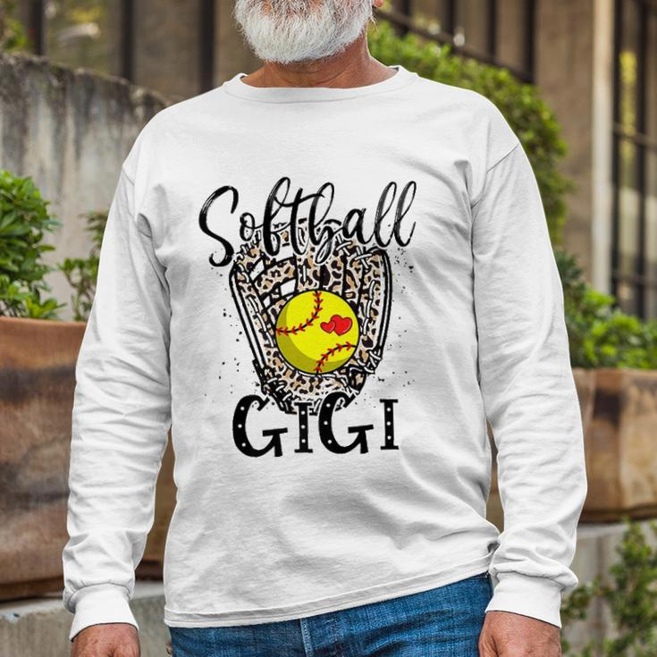 Softball Gigi Leopard Game Day Softball Lover Grandma Long Sleeve T-Shirt T-Shirt Gifts for Old Men
