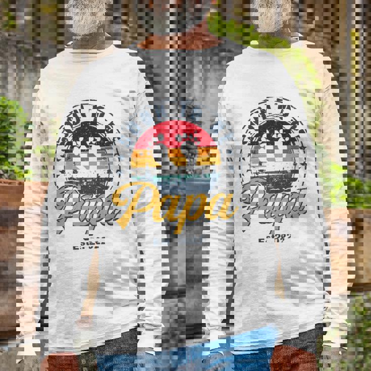 Soon To Be Papa Est 2022 Men Retro First Time Dad Papa Long Sleeve T-Shirt Gifts for Old Men