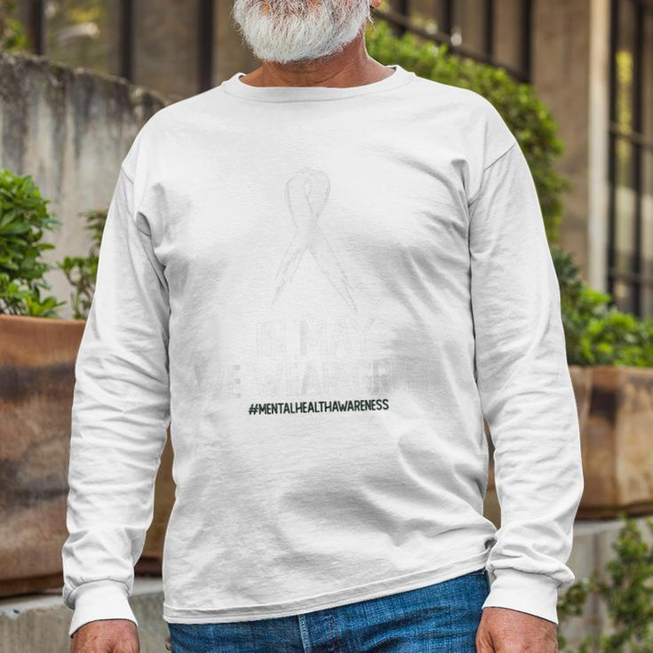 Mental Health Awareness Month In May We Wear Green Long Sleeve T-Shirt T-Shirt Gifts for Old Men