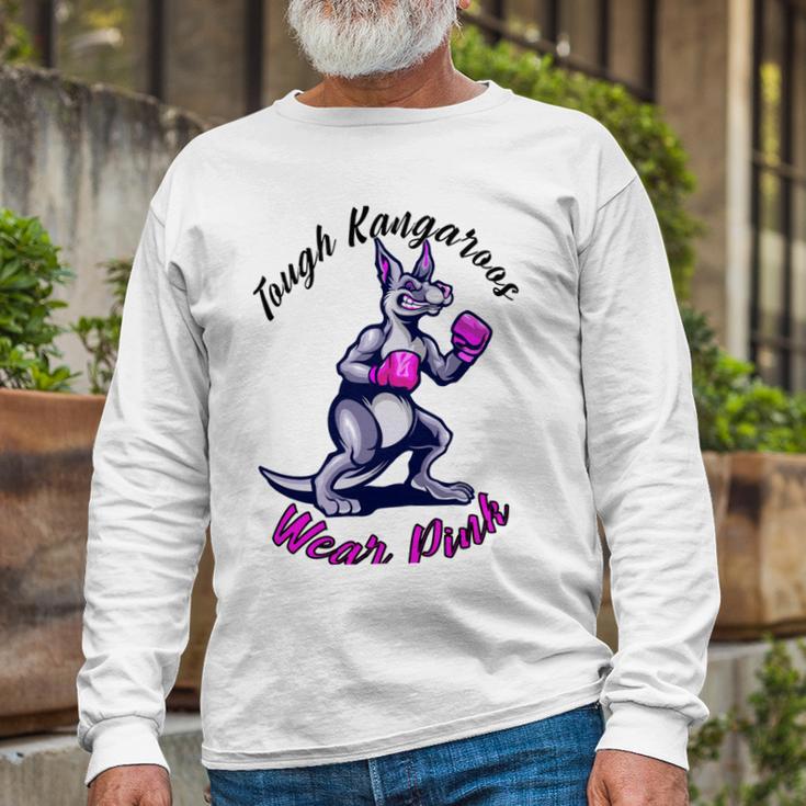 Tough Kangaroos Wear Pink In Support Of Breast Cancer Awareness Unisex Long Sleeve Gifts for Old Men