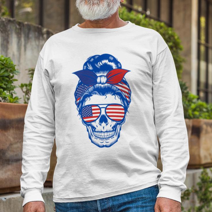 Ultra Maga Red White Blue Skull Unisex Long Sleeve Gifts for Old Men