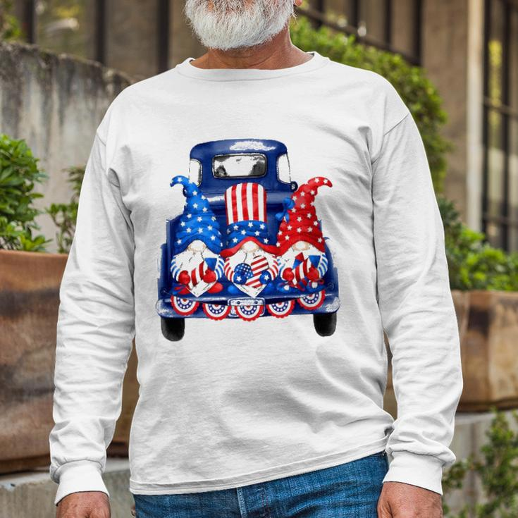 Usa Patriotic Gnomes With American Flag Hats Riding Truck Long Sleeve T-Shirt T-Shirt Gifts for Old Men