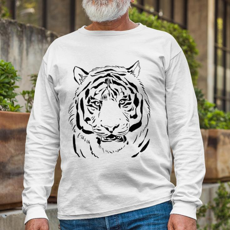White Tiger Head For Men And Tiger Dad And Tiger Lover Long Sleeve T-Shirt Gifts for Old Men