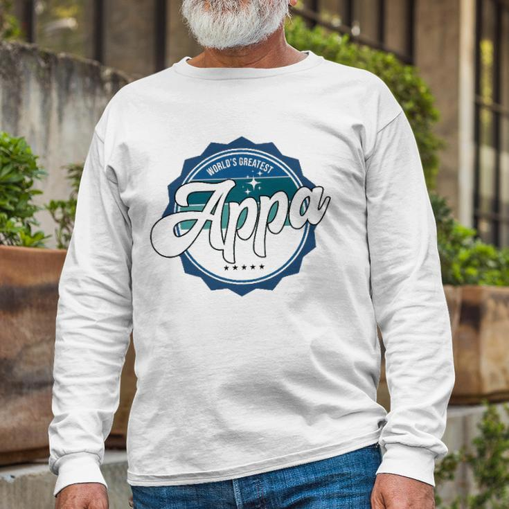 Worlds Greatest Appa Korean Dad Long Sleeve T-Shirt T-Shirt Gifts for Old Men