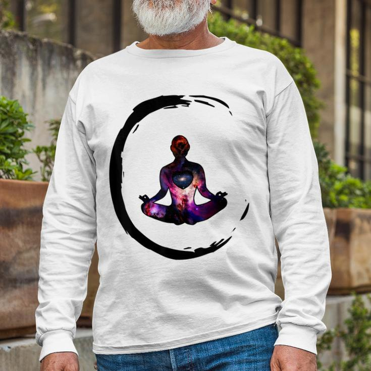 Zen Buddhism Inspired Enso Cosmic Yoga Meditation Art Long Sleeve T-Shirt Gifts for Old Men
