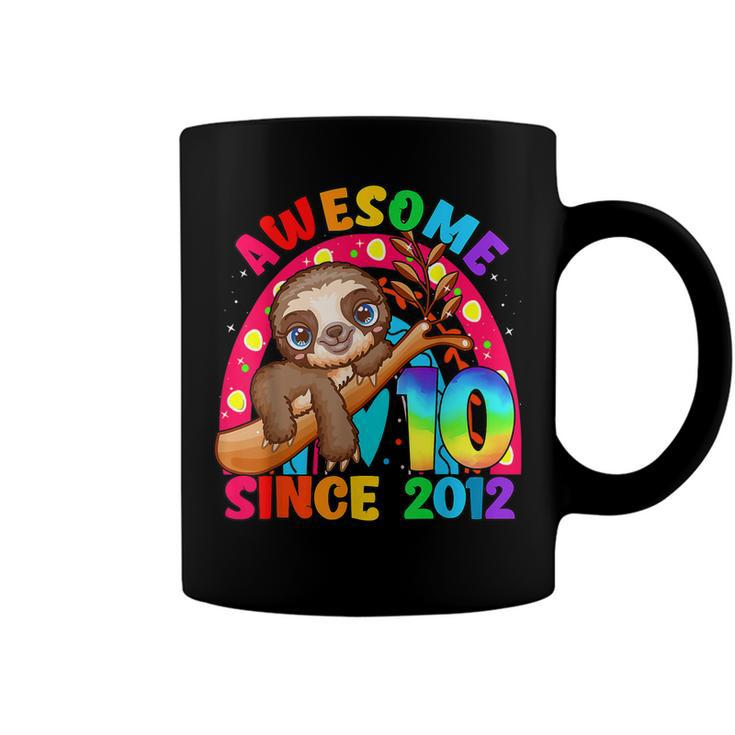 10 Years Old 10Th Birthday Sloth Awesome Since 2012  Coffee Mug