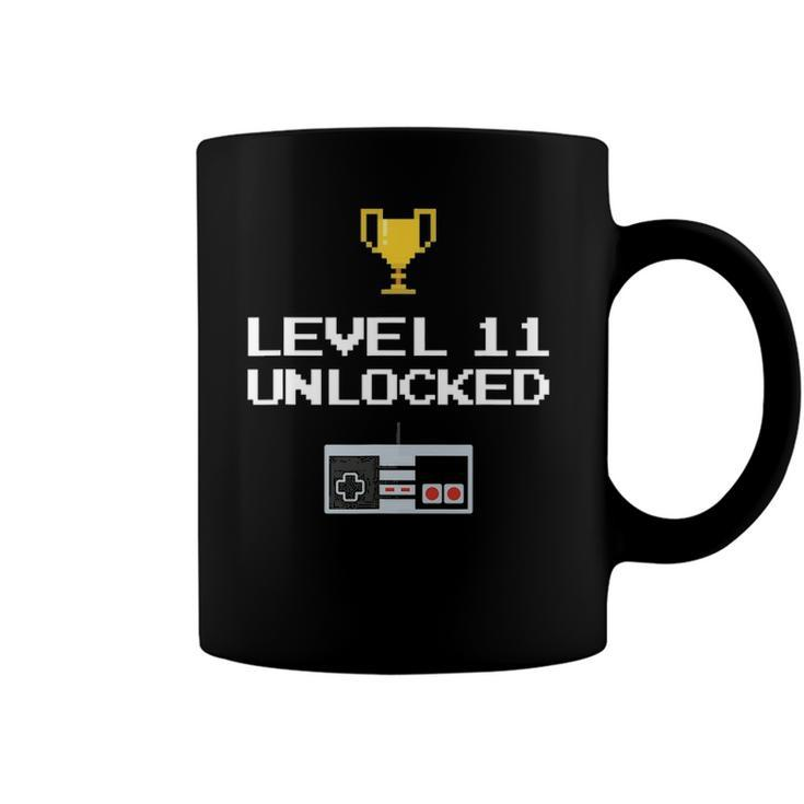 11Th Birthday Gift 11 Years Old Level Up Retro Gamer Coffee Mug