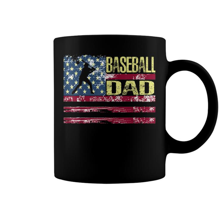 Mens Vintage Usa American Flag Proud Baseball Dad Player   Coffee Mug