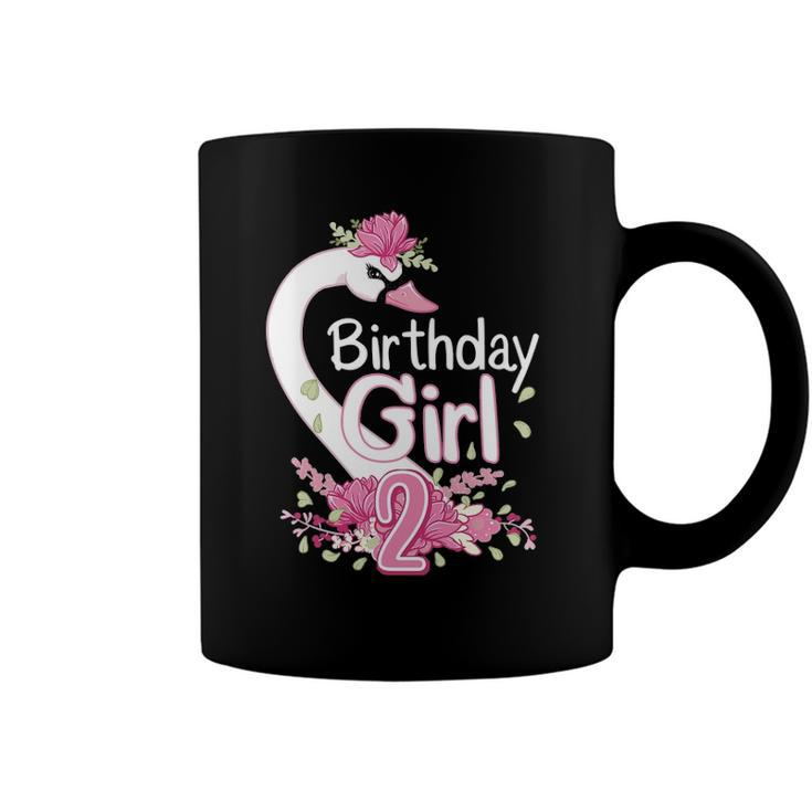 2Nd Birthday Wildlife Swan Animal 2 Years Old Birthday Girl Coffee Mug
