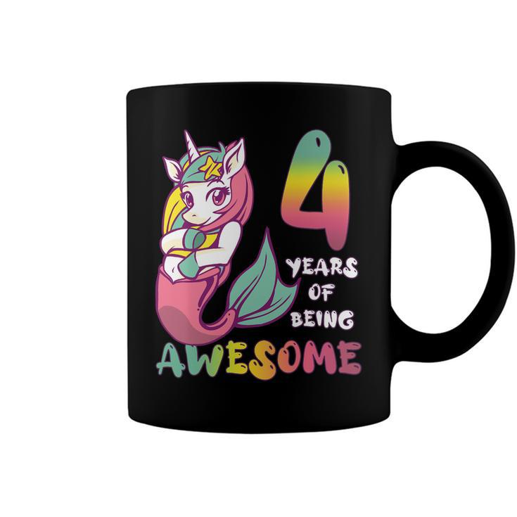 4 Years Old Girl Mermaid Unicorn 4Th Birthday Unicorn Party T-Shirt Coffee Mug