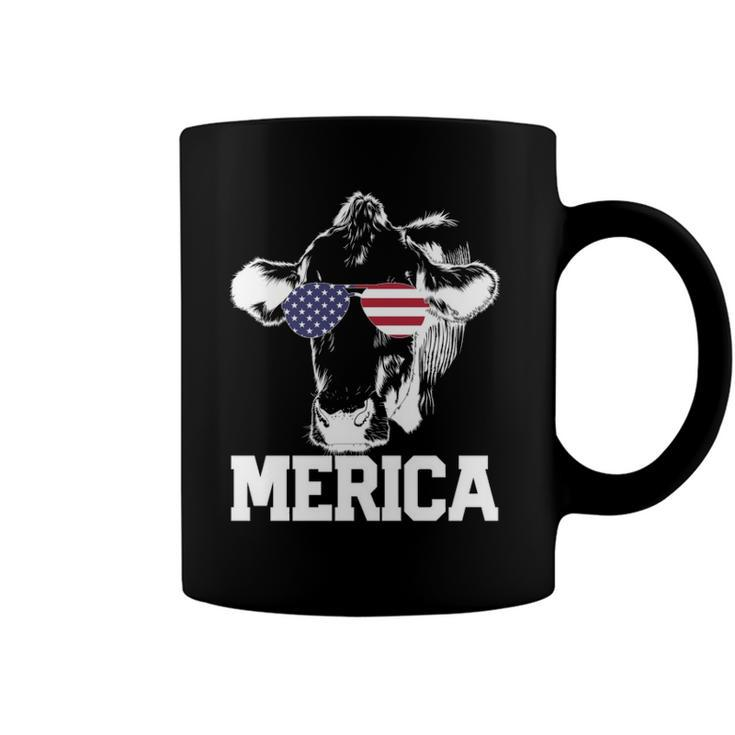 4Th Of July 4Th Cow American Flag Usa Men Women Retro Merica Coffee Mug