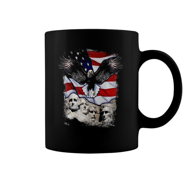 4Th Of July American Bald Eagle Mount Rushmore Merica Flag  Coffee Mug