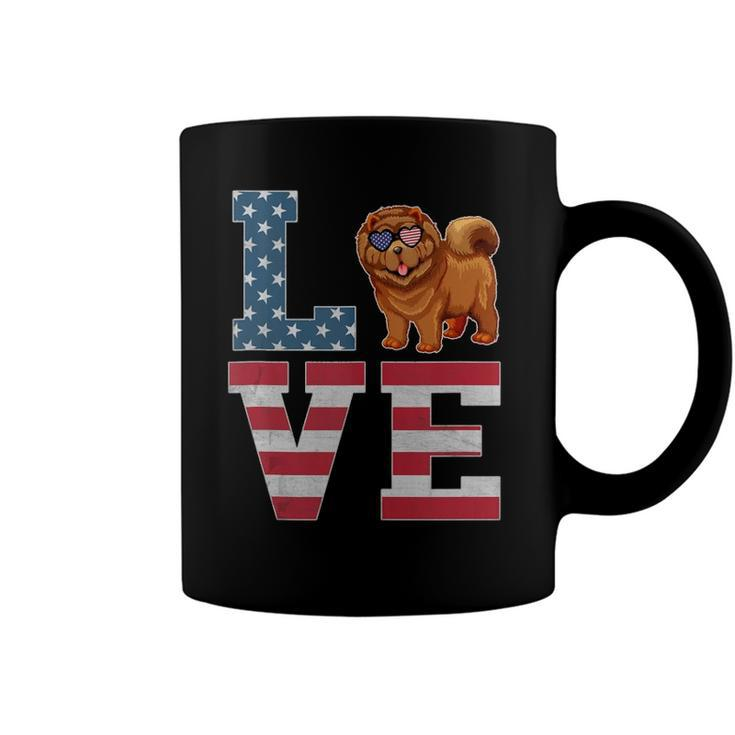 4Th Of July Decor Patriotic Love Chow Chow Dog American Flag  Coffee Mug