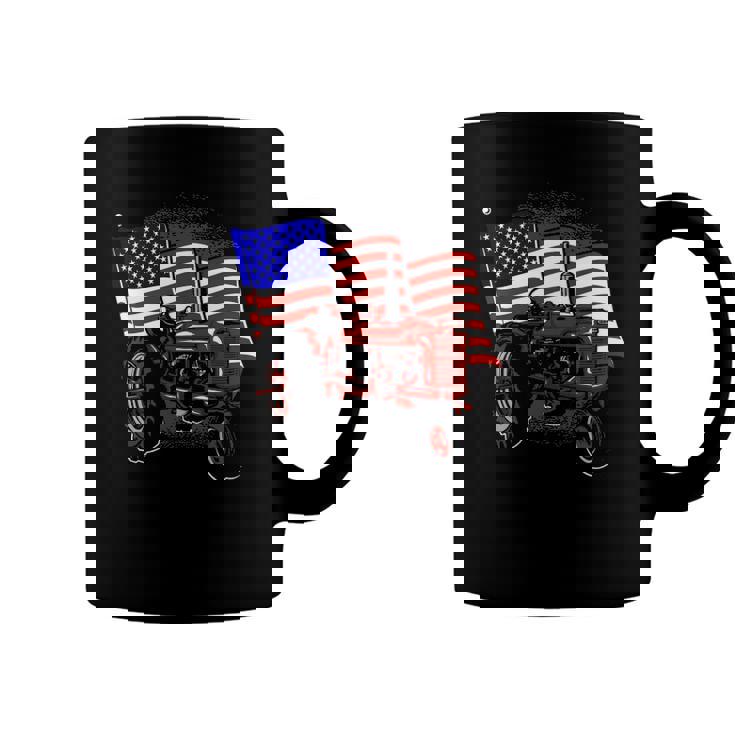 4Th Of July Gift Patriotic Farmer Us Flag Tractor Farmer Coffee Mug