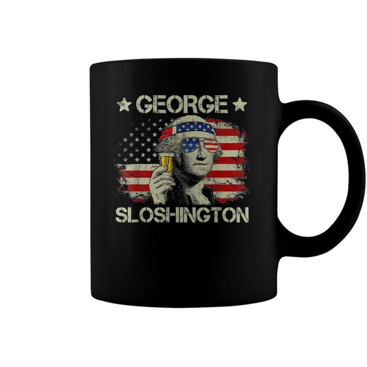 4Th Of July Merica George Sloshington Beer Drinking Usa Flag Coffee Mug