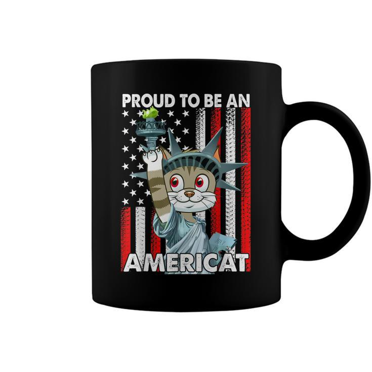 4Th Of July Proud To Be An Americat Us American Flag Cat  Coffee Mug