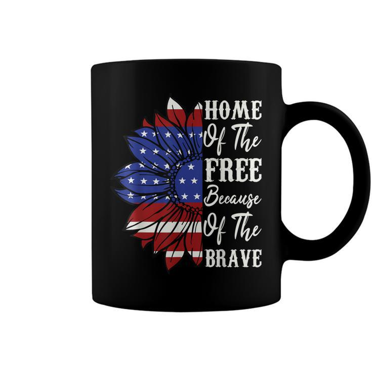 4Th Of July Sunflower Home Of The Free Because Of The Brave Coffee Mug