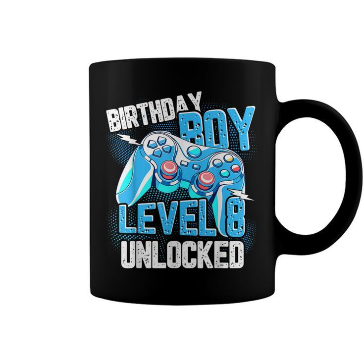 8Th Birthday Boy Girl Kid 8 Years Old Level 8 Unlocked Gamer  Coffee Mug