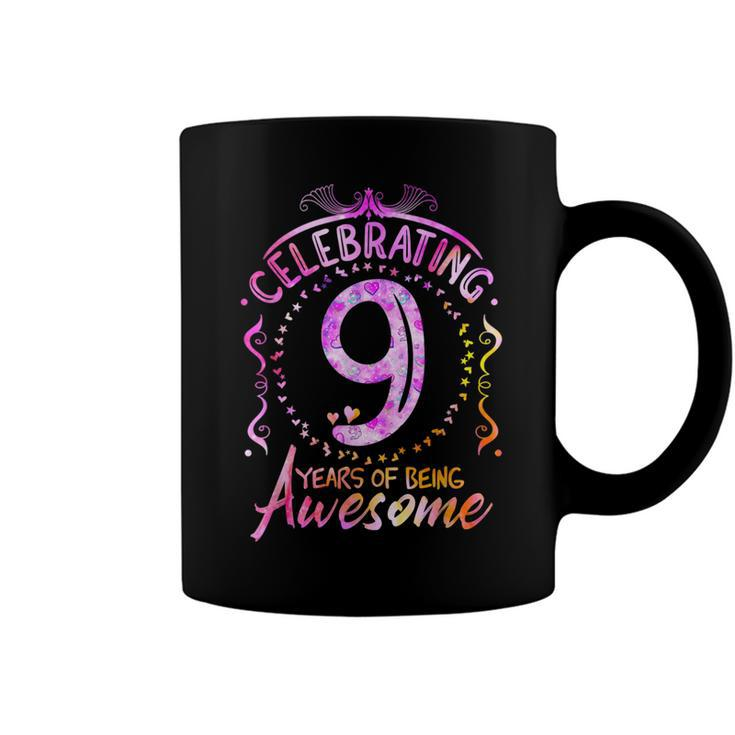 9 Years Of Being Awesome  9 Year Old Birthday Kid Girl  Coffee Mug
