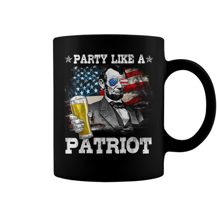 Abraham Lincoln Party Like A Patriot 4Th Of July  Coffee Mug