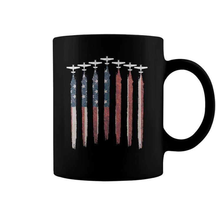 Airplane Pilot Flying Usa Flag Patriot American 4Th Of July Coffee Mug