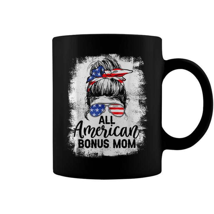 All American Bonus Mom 4Th Of July Messy Bun Proud Merica  Coffee Mug