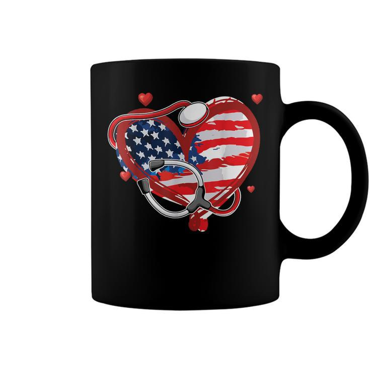 All American Nurse 4Th Of July Patriotic Usa Flag Nursing  Coffee Mug