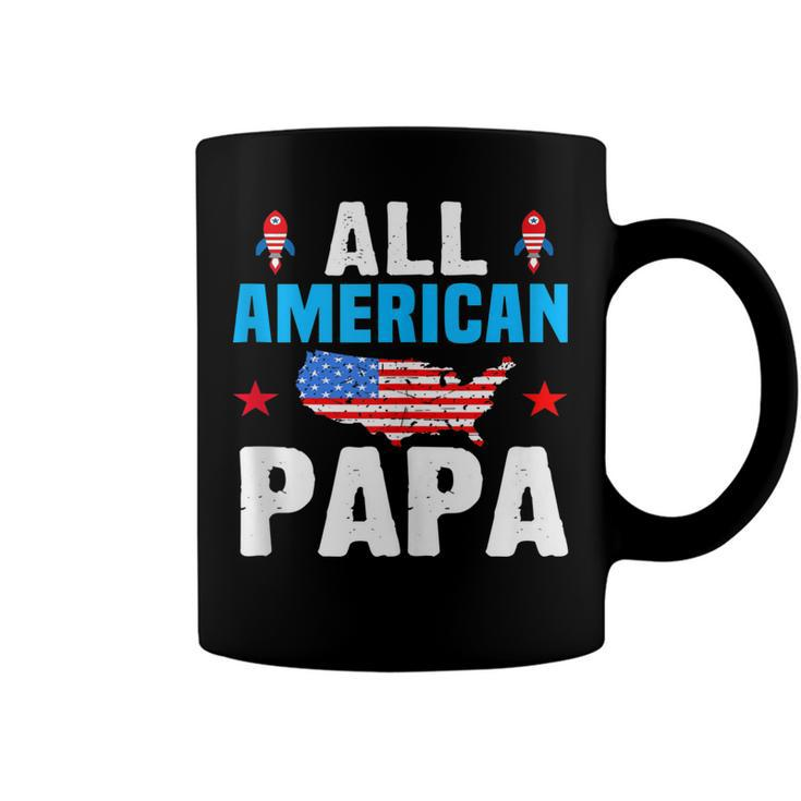 All American Papa 4Th Of July Usa Family Matching Outfit  Coffee Mug