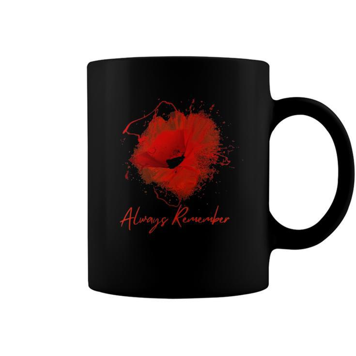 Always Remember Red Poppy Memorial Coffee Mug