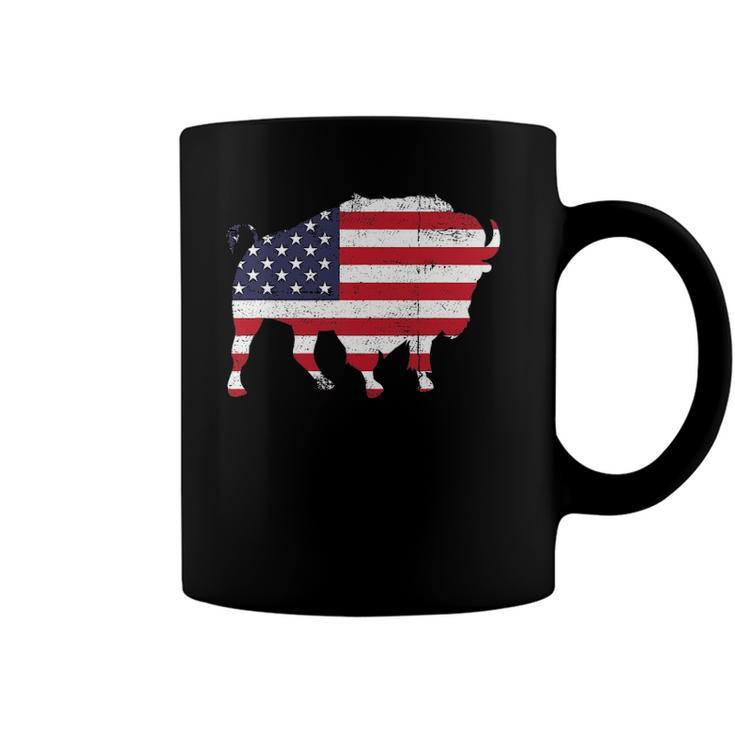 American Bison 4Th Of July Wildlife Animal Us Flag Buffalo Coffee Mug