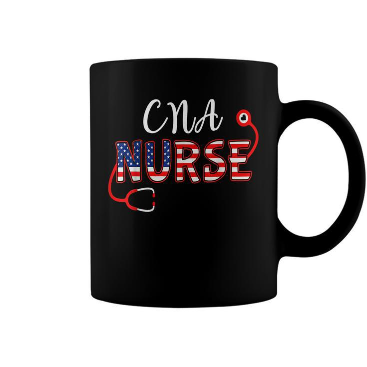 American Flag Cna Nurse Stethoscope 4Th Of July Patriotic  Coffee Mug