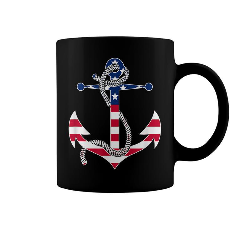 American Flag Patriotic Anchor - Memorial Day 4Th Of July  Coffee Mug