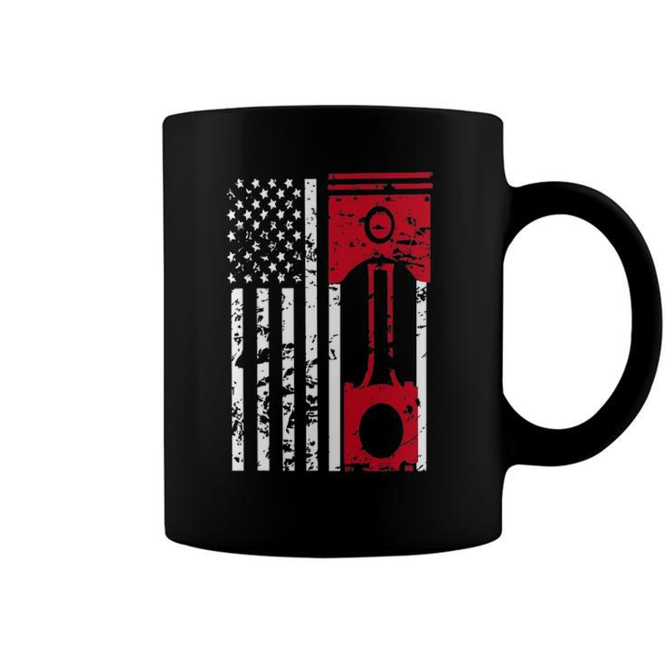American Flag Piston Muscle Car Gears Mechanic Coffee Mug