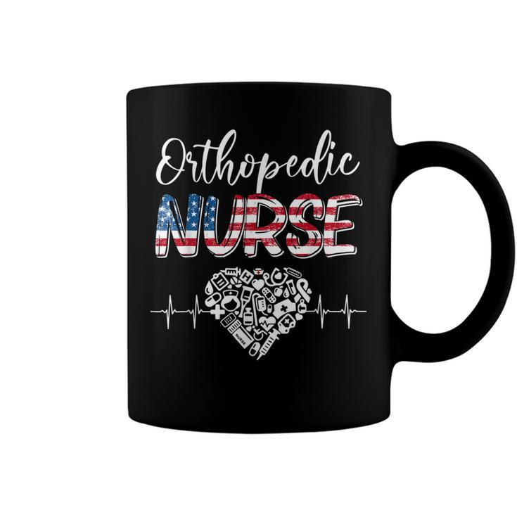 American Flag Stethoscope Orthopedic Nurse Scrub 4Th Of July  Coffee Mug