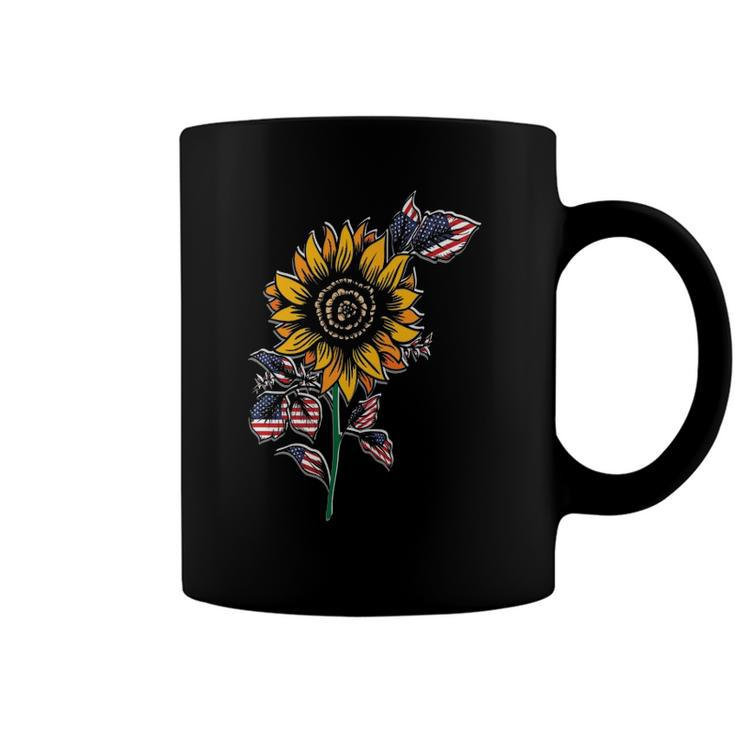 American Flag Sunflower Design Patriotic Usa Flag Sunflower Coffee Mug