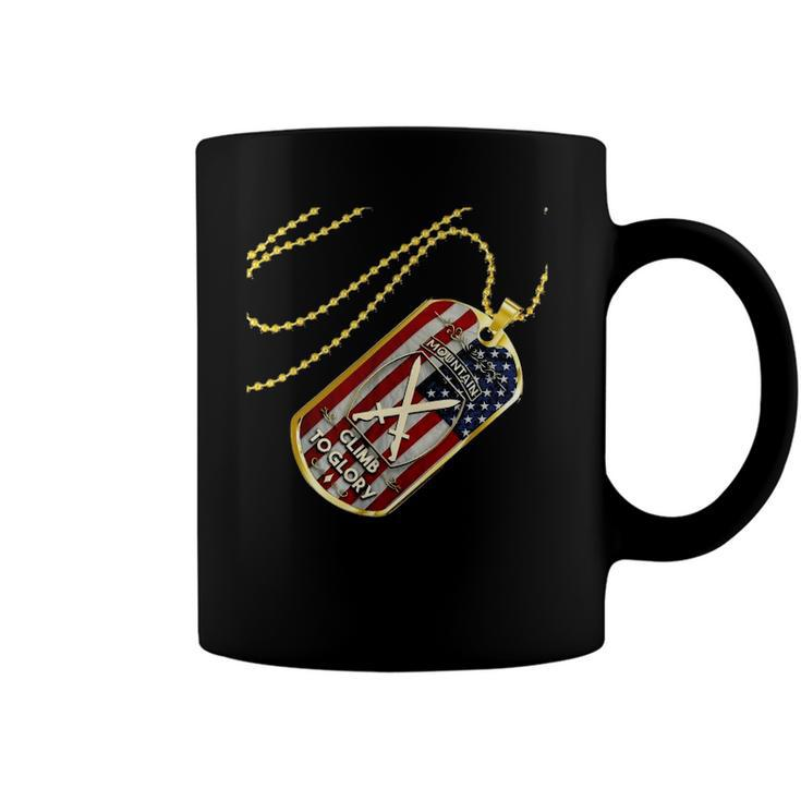 Army 10Th Mountain Division American Flag Dog Tag Coffee Mug