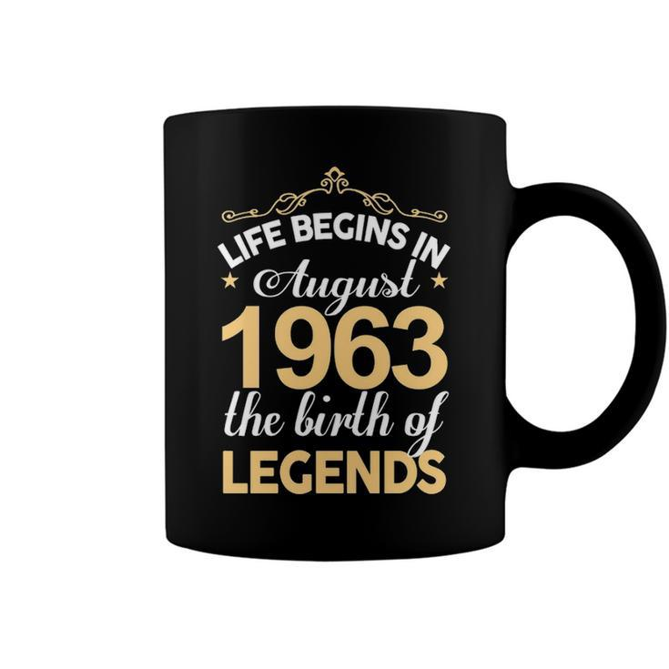 August 1963 Birthday   Life Begins In August 1963 V2 Coffee Mug