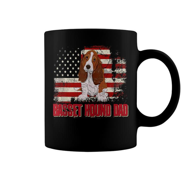 Basset Hound Dad American Flag 4Th Of July Dog Lovers  Coffee Mug