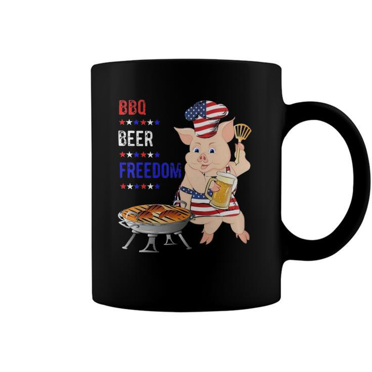 Bbq Beer Freedom Pig American Flag Coffee Mug