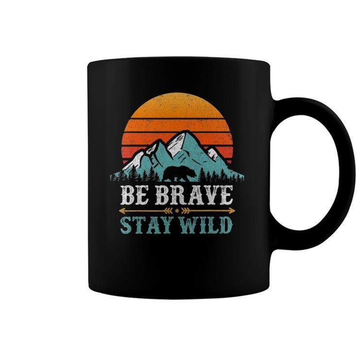 Be Brave Stay Wild Bear Mountains Vintage Retro Hiking Coffee Mug