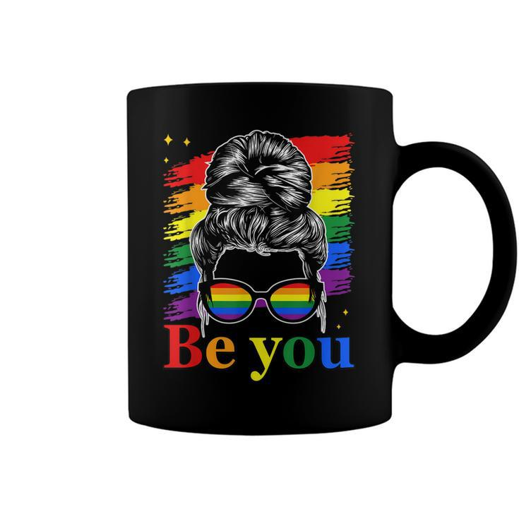 Be You Pride Lgbtq Gay Lgbt Ally Rainbow Flag Woman Face  Coffee Mug